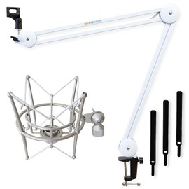 keepdrum MS138 Microphone Arm White + MS089 Microphone Spider for G-Track AT-2020/USB+