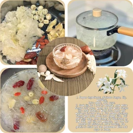 Dried lily bulb stems (200g/7oz) | Premium dried lily bulb stems | Sealed jar | Easy to store | Versatile | Can be used to make lotus seed soup and desserts.龙牙百合 无硫百合干 银耳莲子羹