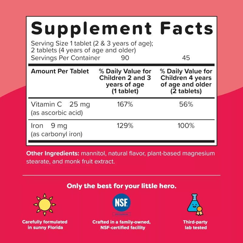 OXO Iron Supplements for Kids - Dissolvable Vegan Iron Supplement