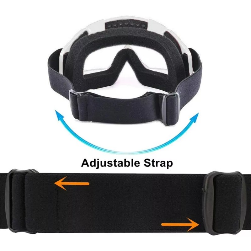 PCC ADJUSTABLE WHITE GOGGLE FOR DIRT BIKE ATV MOTOCROSS