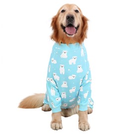 HDE Dog Pajamas One Piece Jammies Jumpsuit Pet Clothes Outfit Stretchy Lightweight Comfy Shirt Pjs for M-3XL Dogs Sleepy Polar Bears - 2XL