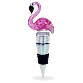 Cheers Glass Wine Stopper - Multi-Color LED Light Up Metal Novelty Wine Corks Toppers - Decorative Reusable Wine Bottle Stopper Gift - Champagne Stoppers for Party Favors, Bar Accessories - Flamingo