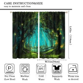 Fantasy Nature Curtains for Windows, Gothic Gate Fantasy Forest Theme Curtains for Living Room, Magic Dreamland Fairy Landscape Pattern Blackout Drapes 2 Panel Sets, 42x45 Inch