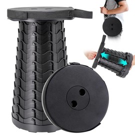 Upgraded Collapsible Telescoping Stool – Portable Folding Seat, 500lbs Weight Capacity, Ideal for Outdoor Activities like Picnics, Camping, Gardening - Color: Upgraded black