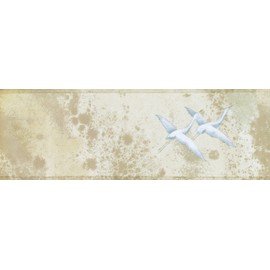 CONCORD WALLCOVERINGS ™ Wallpaper Border Vintage Pattern Flying Birds Storks for Bedroom Living Room Nursery Room, Beige Gray, 15 ft by 7 in ZN76167