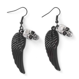HAQUIL Skull Jewelry Gothic Punk Black Angel Wing Skull Earrings for Women and Girls (AD)