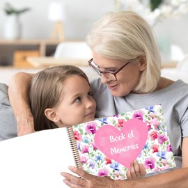 Sweet Pea Flowers Book of Memories | Memory Book | Guestbook for Funerals, Weddings, Birthdays, Baby Shower | Celebrations | A4 Spiral Bound | 80 Pages | Book of Condolence | Scrapbook | Photo Album