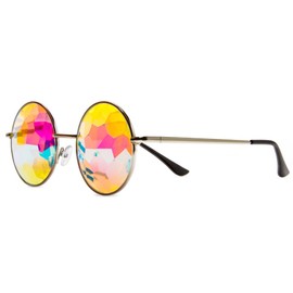 GloFX Imagine Kaleidoscope Glasses - Metal Frame - Rainbow Diffraction Rave EDM Festival