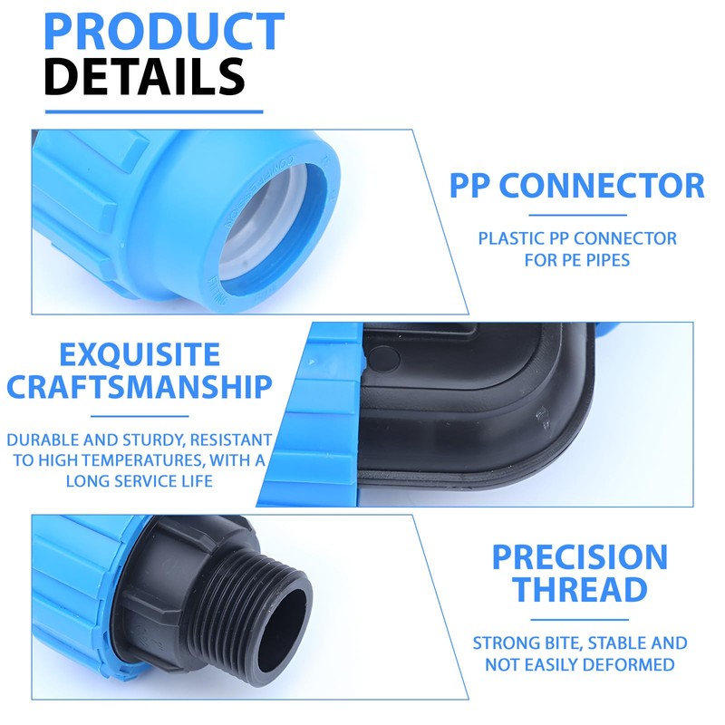 Tadpolez PE pipe screw connection angle 90°, PE pipe 25