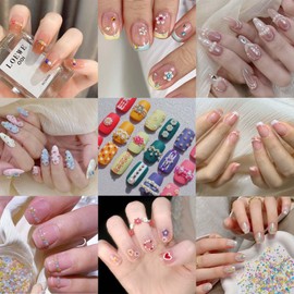 ONPRESS 2Box/1000Pcs Colorful Pearl Nail Art Charm Pearl Beads Nail Rhinestones 3D Half Round Nails Charms Gems Mixed Sizes DIY Pearls Rhinestones Jewelry Nail Art Design Decoration Manicure Supplies