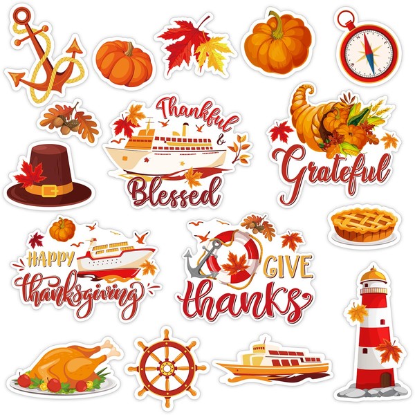 Capoda 16 Pcs Cruise Door Fall Thanksgiving Magnets Autumn Magnets Decorations Holidays Magnetic Stickers for Car Ship Autumn Harvest Holiday Thanksgiving Refrigerator Metal Door Garage Car Decor