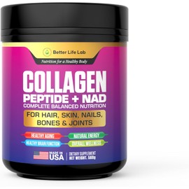 Hydrolyzed Collagen Peptides with NAD – Supports Hair, Skin, Nails, Joints & Bones – Type I & III Collagen – Grass-Fed, Unflavored Powder