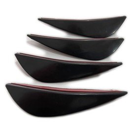S-NET 4-Piece Universal Canard Front Car Fin Spoiler Bumper Protector Dress-up Aero Blade (Black)