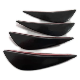 S-NET 4-Piece Universal Canard Front Car Fin Spoiler Bumper Protector Dress-up Aero Blade (Black)