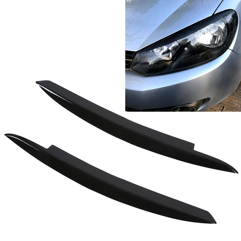 Pair Car Headlight Eyebrows Left Right Glossy Black Modification Replacement