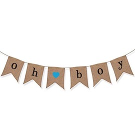 Oh Boy Burlap Banner - Baby Shower Decorations For Boy - Gender Reveal Party