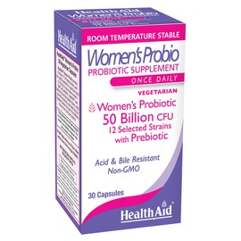 WomensProbio 50 Billion with Prebiotic, 30ct Once Daily Capsule, Support for Feminine Health, Abdominal Bloating, and Yeast Infection, Acid & Bile Resistant, Lactose, Gluten, and GMO Free, Vegetarian