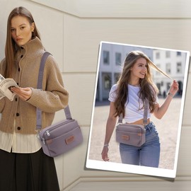 REETEE Women's Shoulder Bag Waterproof Nylon Small Handbag Women's with Many Compartments Crossbody Bags for Women, Small Women's Shoulder Bags with Adjustable Removable Wide Strap, purple