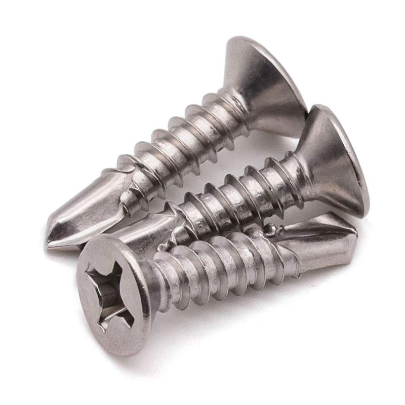 #10 x 3/4" Phillips Flat Head Sheet Metal Screws, Stainless