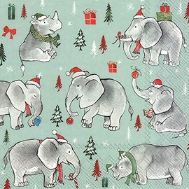 Boston International IHR 3 Ply Cocktail Napkins 5" x 5" Wild Christmas Light Blue