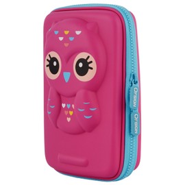 Ofsign Cute Stationery Items Organizer Pencil Box for Girls & Boys, Geometry Pencil Case with Dual Zipper, Pencil Holder, and Mesh Pockets for Kid's Gift - School Aesthetic Pouch (Pink)