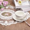 sourcing map Retro Lace Placemat 12x16-in Oval Embroidered Table Place