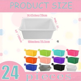 ToiULik 24 Pack Plastic Cubby Bins, Stackable Storage Bins with Adhesive Label Toy Book Organizer Baskets for Classroom, Library, Playroom, Home & Office Organization (Twelve Colors)