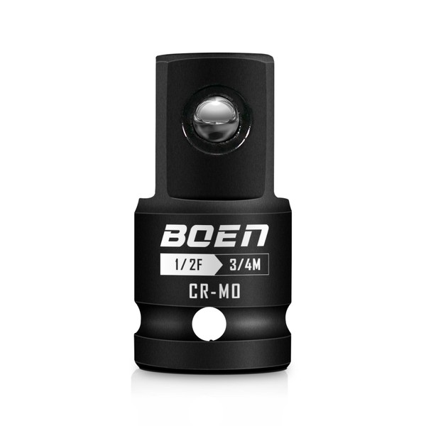 Boen 1/2" F to 3/4" M Impact Socket Adapter, Cr-Mo