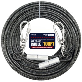 MYAXBD 100FT Heavy Duty Dog Tie Out Cable – Extra Long 5mm Tangle-Free Chew-Proof Lead for Medium & Large Dogs, Durable Runner Chain with 1000lbs Break Strength, Ideal for Yard & Outdoor Use (Grey)