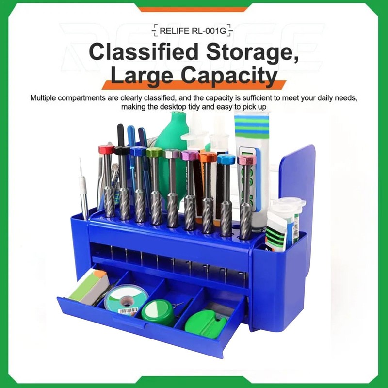 Screwdriver Case, Storage Tool Box with Drawer, 26 Holes, Multi-Functional