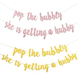 Bridal Shower Decorations 2 Pack Bachelorette Party Banner Engagement Party Decorations Signs Pop The Bubbly Shes Getting A Hubby Bubbly Bar Deco Glittering Bride To Be Backdrop Decor Supplies Favors (Rose Pink+gold)