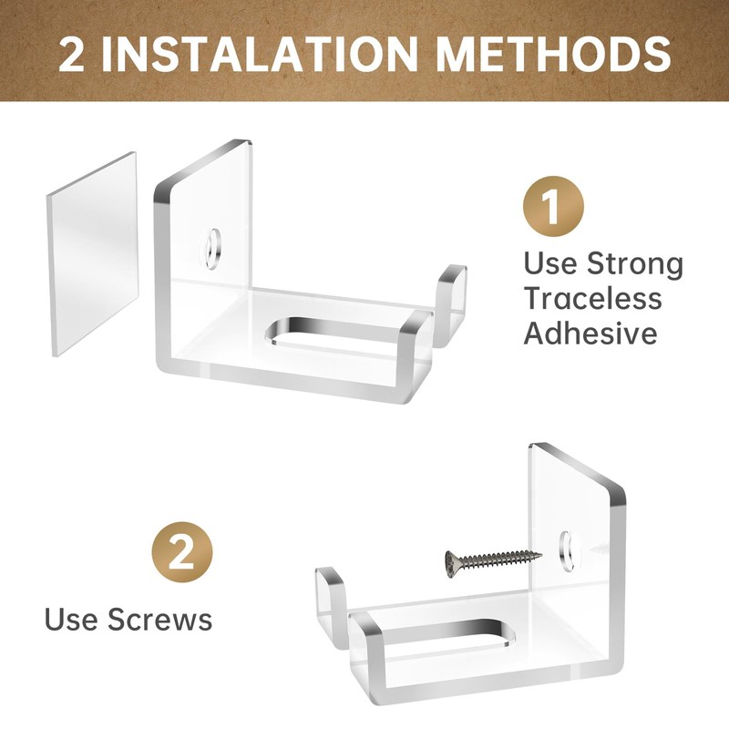 NiHome 8-Pack Wall Mount Clear Acrylic Cowboy Hat Holders for