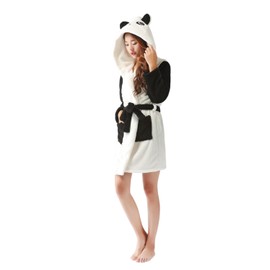 CuteOn Unisex Couple Womens Mens Cartoon Animal Coral Fleece Hooded Wrap Dressing Gown Housecoat Bathrobe Cosplay Panda Medium