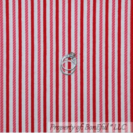 Riley Blake Designs BonEful Fabric FQ Cotton Flannel Red White Pink STRIPE Candy Xmas Calico US SALE