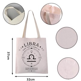 VAMSII Libra Tote Bag - Cosmetic Tote Bag - White - Medium - Water Resistant - All Seasons - Women, Adults, Beauty Enthusiasts