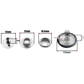 Trimming Shop Press Studs Matt Black Snap Fasteners with Fixing Tools for Clothing, Bags, Leathercraft, Fashion Accessories, DIY Craft Projects, 15mm, 10pcs