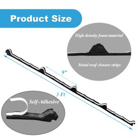 KACOMACO 9" Foam Closure Strips with Self-Adhesive for Metal Corrugated Roofing Panels, Classic R Panels Roof Inside Weather Strips (12Pcs)