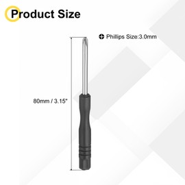 uxcell 6pcs Mini Phillips Screwdriver 3.0mm 80mm Length Micro Precision Cross Head Screw Driver with Non-Slip Black Handle for Watch Eyeglasses Electronics Small Appliances Repair