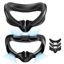 IKWOLETI Facial Interface for Quest 3S - Facial Interface and Face Pads Compatible with Meta/Oculus Quest 3S Accessories, Comfort PU Leather Foam and Breathable Ice Silk Cotton Pad Replacement