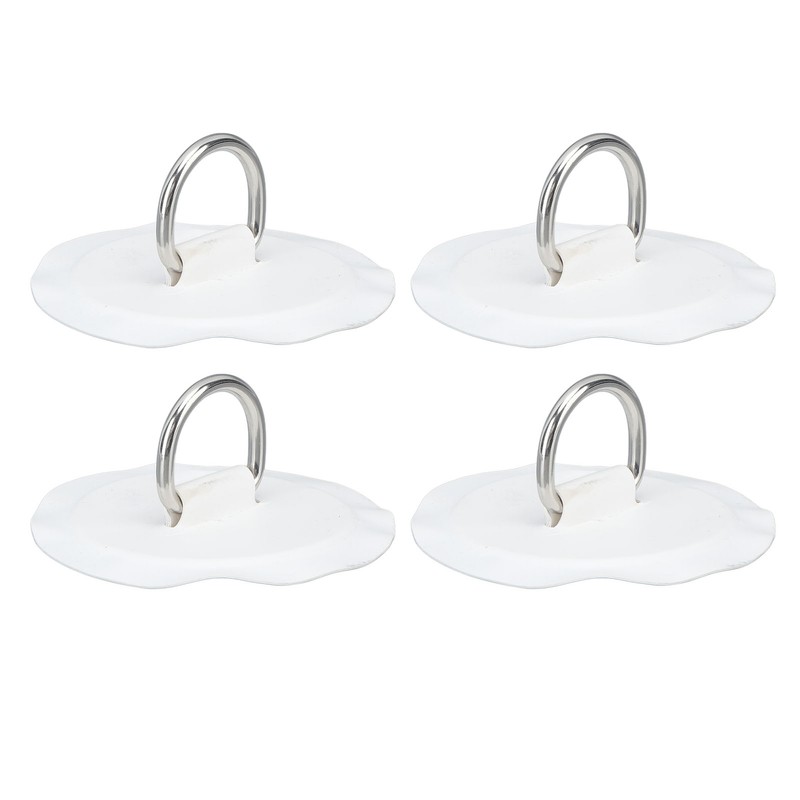 4PCS D Ring Patch PVC Round Shape Strong Stainless Steel