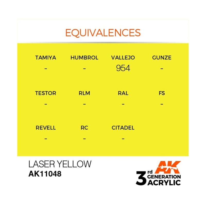 AK Interactive 3rd Gen Acrylic Laser Yellow 17ml