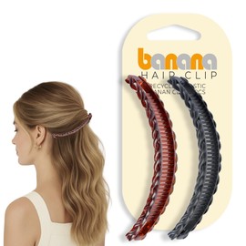 Banana Hair Clips for Women – Set of 2 Long 15cm Claw Clips in Black & Brown – Elegant Hair Clips & Accessories