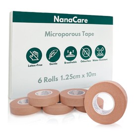 NanaCare Tan Microporous Surgical Tape 1.25cm x 10m (6 Rolls) | Tan Micropore Tape| Skin Coloured Nose Tape |Medical Tape for Skin, Dressings & Rhinoplasty Recovery | Surgical Tape for Sensitive Skin
