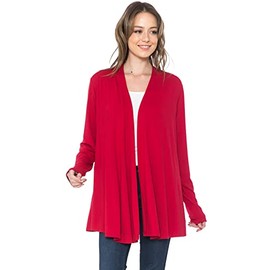 LEEBE Women and Plus Size Open Front Cardigan (1X-5X) (Red, XL)