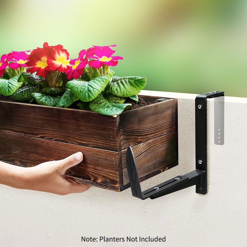 Window Box Brackets, Adjustable Planter Box Brackets, Heavy Duty Iron