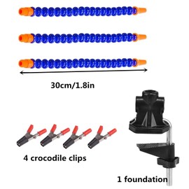 Mtxorvix Third Hand Tool - Soldering Station Helping Hand - 3 Flexible Arms with Adjustable Vise Table Desk Clamp Base Solder Holder for PCB Repair, Jewelry Making Blue