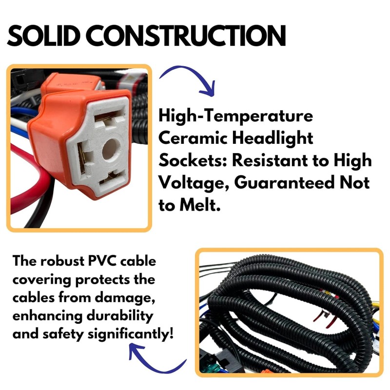 SparkHID H4 9003 Headlight High-Heat Ceramic Relay Wire Harness Kit