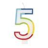 Unique Vibrant Rainbow Border Number 5" Birthday Candle - Multicolored