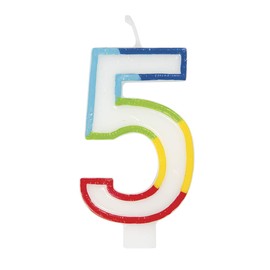 Unique Vibrant Rainbow Border Number 5" Birthday Candle - Multicolored & Eye-Catching Design - Perfect for Unforgettable Birthday Celebrations