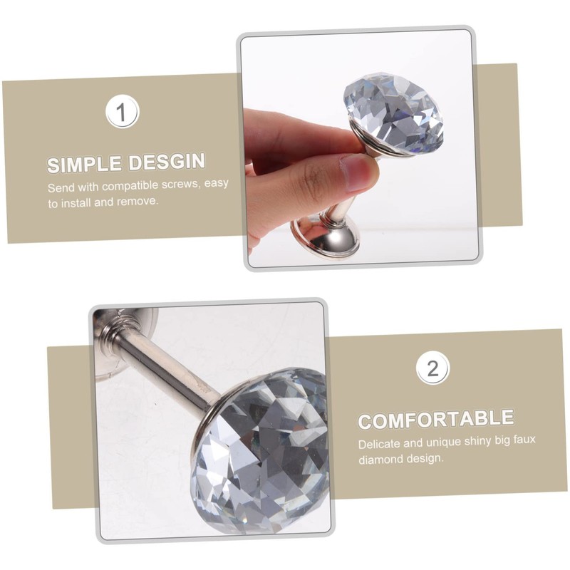 GRIRIW 2pcs Elegant Silver Diamond Curtain Tiebacks Drapery Hooks for